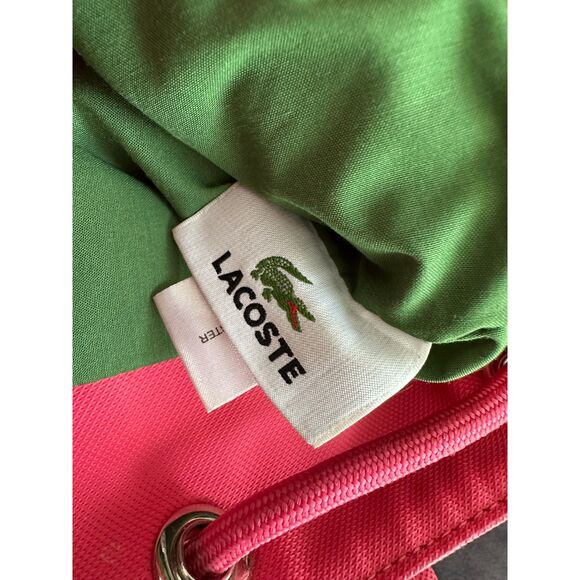Lacoste Coral Pink PVC Backpack Drawstring Flap Crocodile Logo Y2K 2000s Bag main image 15